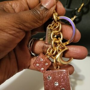 Bag Charm Gold and Pink Dice